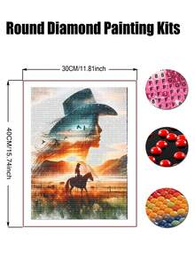 Diamond Art Kits For Adults - Cowgirl Diamond Painting Kits For Adults Beginner, DIY 5D Full Drill Horse Gem Art For Home Wall Decor - Multicolor - View 4