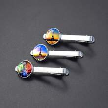 1pc Paris Eiffel Tower Glass Dome Landmark Patterns Tie Clip, Travel-Inspired Men's Tie Accessories Tie Clip - Silver - View 8