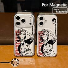 Funda de teléfono con diseño de anime B-Blue Locks para iPhone 17, 16, 15, 14, 13, 12, 11 Pro Max, Air, Mini, XR, XS, X, 7, 8 Plus - Transparente, magnética, a prueba de golpes, de TPU suave en la parte trasera, con diseño impreso con UV, para usuarios ocasionales y entusiastas de la tecnología - transparente - Ver 6