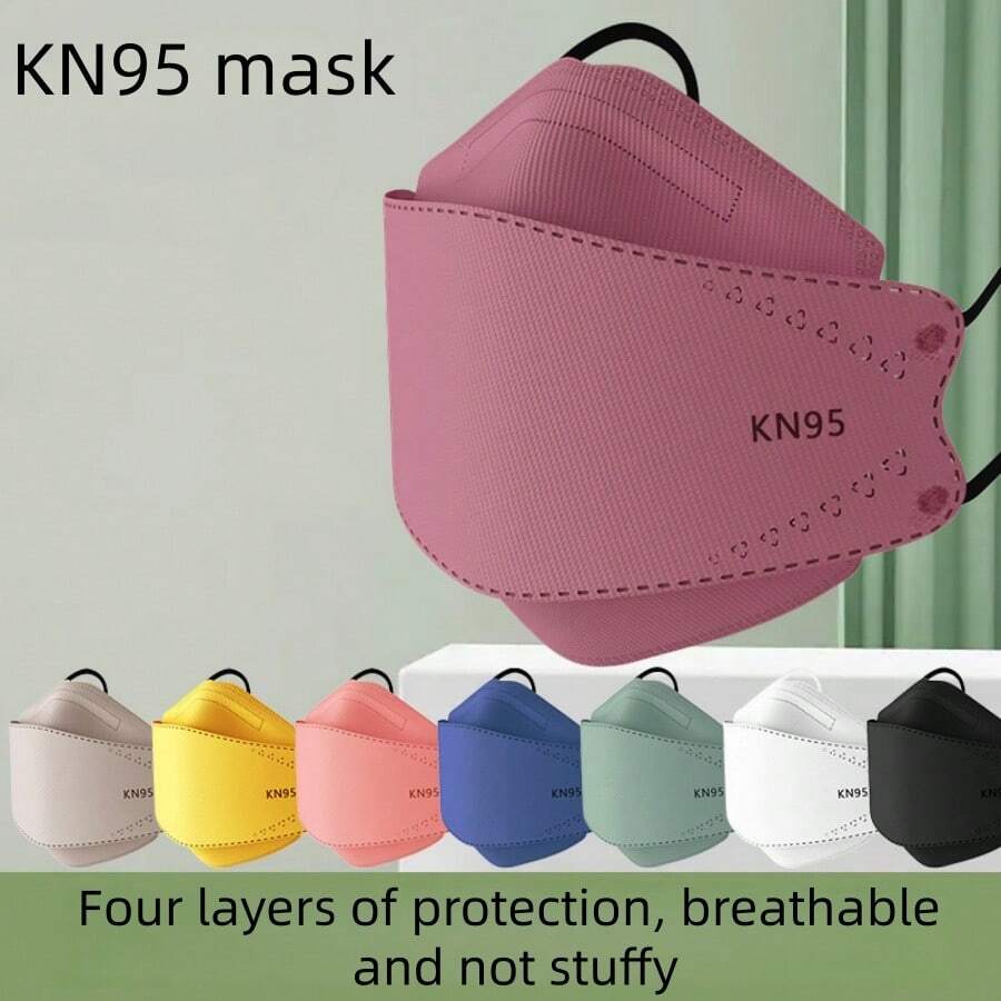 1-50个装新款时尚高品质四层防护KN95口罩，一次性3D立体设计，方便户外旅行 - 彩色 - 查看 1