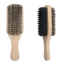 1pc Natural Wooden Hair Brush | Black Bristles + Ergonomic Handle Design | Scalp Massage & Hair Smoothing, Suitable For Daily Grooming & Home Use - Multicolor - View 9