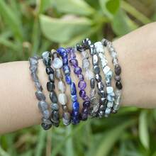 天然玫瑰石英、黄水晶、紫水晶、绿柱石碎珠弹力手链，男女皆宜，日常佩戴，具有疗愈功效 - 彩色 - 查看 2