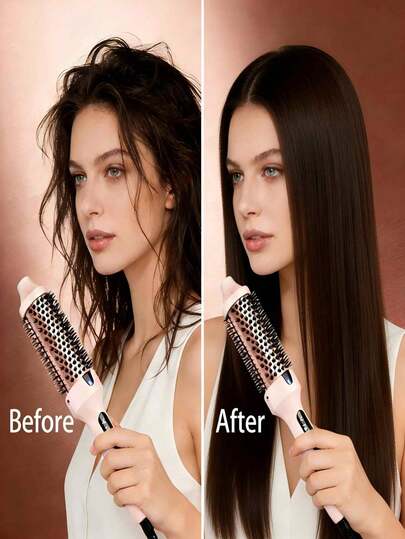 "Salon-Grade Long-Lasting Wavy Curls" 1.5-Inch Pink Ion Heated Curling Comb | Intelligent Temperature Control + LED Display | Reduces Damage, Easily Create Relaxed Long Curls