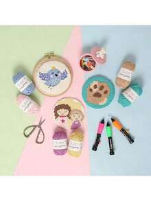 每包1团，50克，120米（4727.4英寸），适合编织毛衣、毯子、帽子、袜子、围巾、钩鞋、包包 - 白色 - 彩色 - 查看 4