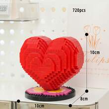 Valentine's Day Building Block Set, Adult Building Block Set, Micro Particle Building Blocks, Heart-Shaped Building Block Decor, LOVE Letter Assembly Decor, 3D Heart-Shaped Building Blocks DIY Assembly, Romantic Rose Heart-Shaped Decor, Challenging Adult Puzzle Stress Relief Gift, Valentine's Day Confession Gift For Girlfriend, Desktop Decor Valentine's Day Gift, Ceremonial Gift - Multi-colored Valentine's Day Building Blocks - View 12