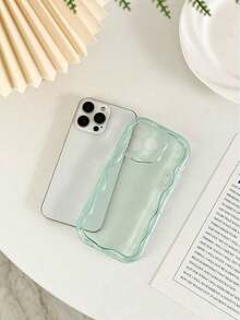 Cream Textured Wavy Edge Solid Color Shockproof Phone Case Compatible With IPhone 16/11/16pro/16plus/16promax/16e/15Promax/13/14/12/XS/XR/7G/8P, Compatible With Samsung Galaxy S25/S25PLUS/S25 Ultra/A16/A36/A26/A56/A50/A12/A32/A52/A72/A51/A21S/A13/A14/S24/S24PLUS/S24Ultra,S22/A52/A53/A54/A55S23/, Compatible With Xiaomi 11/12Pro/12/12X/13Pro/14Pro/15Pro/, Compatible With  10/9/Note9/12c/Note11pro/Note8Pro Waterproof Anti-Fall Scratch Resistant - 款式3(1pc) - 查看 1