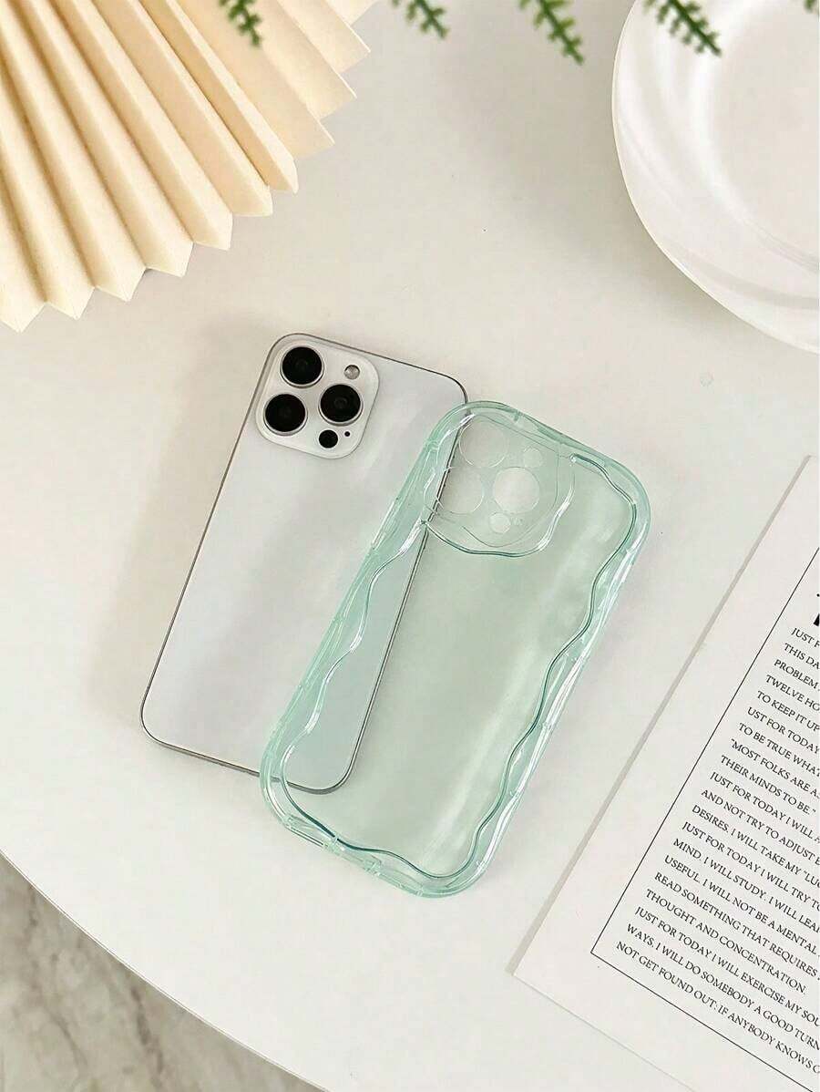 Cream Textured Wavy Edge Solid Color Shockproof Phone Case Compatible With IPhone 16/11/16pro/16plus/16promax/16e/15Promax/13/14/12/XS/XR/7G/8P, Compatible With Samsung Galaxy S25/S25PLUS/S25 Ultra/A16/A36/A26/A56/A50/A12/A32/A52/A72/A51/A21S/A13/A14/S24/S24PLUS/S24Ultra,S22/A52/A53/A54/A55S23/, Compatible With Xiaomi 11/12Pro/12/12X/13Pro/14Pro/15Pro/, Compatible With 10/9/Note9/12c/Note11pro/Note8Pro Waterproof Anti-Fall Scratch Resistant - 款式3(1pc) - 查看 1