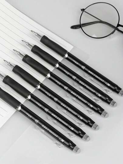 Smooth Erasable Pen, Student Writing Smooth Quick-Drying Erasable Ballpoint Pen, Crystal Blue/Black Available, Minimalist Design, Easy To Erase, Rollerball Pen, Ink Pen (Random Color)