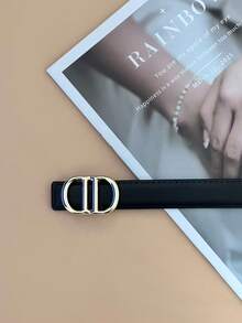 1条经典简约时尚字母扣女士腰带，百搭欧美风格真皮腰带，适合搭配裤装和西装 - 彩色 - 查看 7