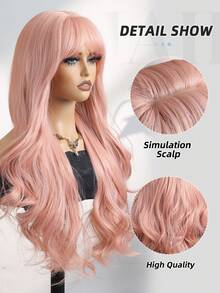 彩虹色24英寸时尚合成假发，耐热纤维卷曲长假发，带刘海，高品质女士假发，非常适合节日派对和日常佩戴