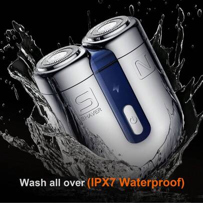 SKYWORTH 男士电动剃须刀，口袋型，续航60分钟，IPX7级防水，干湿两用，可充电式胡须修剪器，便携式旅行剃须刀