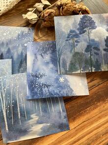 10Pcs Retro Large Size PET Waterproof Winter Snow Theme Stickers Simulated Relief Snowflakes Decoration Adhesive DIY Scrapbooking Diary Album Junk Journaling Stationery Scrapbook Supplies - Multicolor - View 3