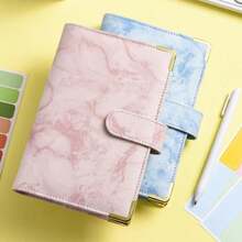 1pc A5 Marble PU 6-Ring Binder Loose-Leaf Cash Budget Planner Notebook - Multicolor - View 6