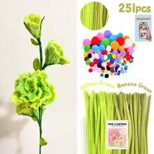 30厘米绿色花茎铁丝+视频教程，60色雪尼尔绒条，适合万圣节、返校季，30厘米彩色绒条手工材料，雪尼尔绒条，毛绒金属丝扎带，价格实惠，品质优良 - 彩色 - 查看 92