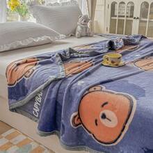 印花法兰绒毯，卡通图案，适合办公室小憩 - 卡皮巴拉 - 查看 6