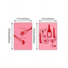 1/2幅极简粉色墙面艺术画“尽情享受美好时光”帆布画，马提尼酒海报，派对及鸡尾酒装饰，适用于客厅、酒吧，可作为礼物赠送朋友，有框/无框可选 - 彩色 - 查看 8