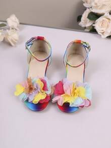Giày sandal hoa cầu vồng mùa hè lấp lánh cho bé gái, giày công chúa thời trang, gót dày chống trơn trượt, thoải mái và đa năng, khuyến mãi giày trẻ em - Nhiều màu - Xem 4