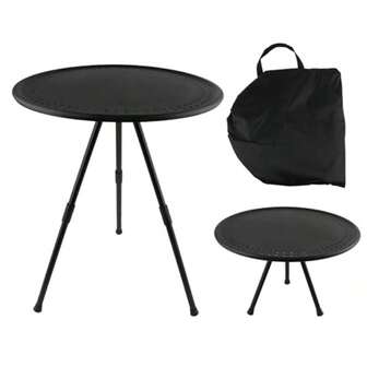 Hopfällbart utomhusbord i aluminiumlegering i 1 del, bärbart soffbord, justerbart bord i 2 delar, litet campingrundbord, utrustat med en särskild förvaringsväska för enkel transport.