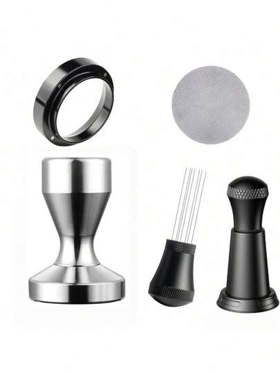 1 Set 51/58mm Espresso Coffee Tamper Pressure 304 Stainless Steel, Full Accessories Suitable For Business, Home, Coffee Lovers, DIY Parties, Office To Make Quality Coffee