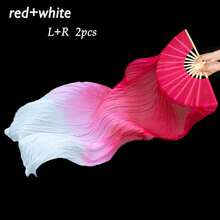 2pcs 150cm/59.05in Stage Performance Dance Fan - Blue, White, Red And White Gradient Long Silk - Lightweight And Easy To Handle. Suitable For Adult Fitness / Dance Team Rehearsal Props Fan. - Nhiều màu - Xem 6