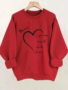 2026 Valentine Outfits For Women Custom Ladies Heart Name Pattern Sweatshirt - Crew Neck Pullover, Casual Long Sleeve Crew Neck Sweatshirt, Machine Washable Daily Comfortable Style, Soft Clothing, Autumn Winter Sweatshirt, Four Seasons Loose And Comfortable Valentine's Day - trắng - Xem 9