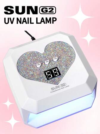 LIMEGIRL Professional UV Nail Lamp, Colorful Crystal Heart Shaped Nail Dryer, Large Capacity Gel Nail Lamp With Cute Heart-Shaped Timer Button, Fast Curing Lamp With LCD Display And Auto Sensor, Suitable For Gel Manicure, Christmas Gift, For Women And Girls, For Nail Salon And Home Use, Purple, Pink, White