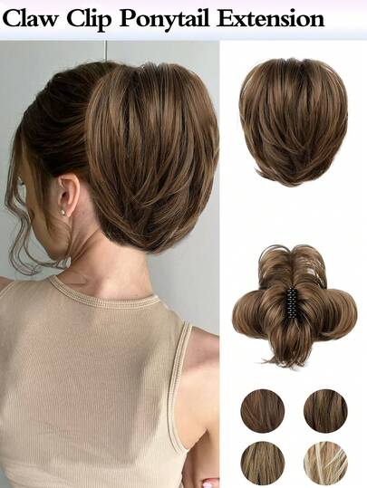 Claw Clip Short Ponytail Hair Extensions DIY Style Synthetic Hair Pony Tail Messy Chignon Updo For Women Daily Party Halloween Christmas Gift
