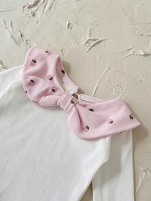 2pcs/Set Toddler Baby Girls' Cute Strawberry Print Bow Decor Long Sleeve Sweatshirt And Pants Set, Spring/Autumn - Pink - View 10