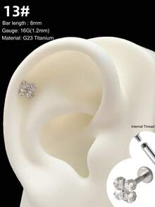 1件装时尚钛金唇钉，内螺纹耳钉，月光石、蛋白石、绿松石、叶子图案，5A级宝石，G23材质，植入级，心形耳骨环，鼻环，鼻中隔饰品，月亮、蝴蝶、星星耳骨环，铰链式鼻中隔耳环，耳廓、耳轮、耳屏耳环，唇钉，梦露唇环，唇钉，顶部螺丝平底耳钉，耳廓唇钉，梦露唇钉，美杜莎唇鼻穿孔饰品，适合女性日常佩戴，圣诞节和万圣节礼物