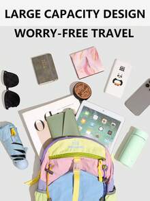 This Color-Block Outdoor Nylon Backpack Is Designed Specifically For Women, A Multi-Functional And Fashionable Everyday Bag. It Is Lightweight And Easy To Carry, With Multiple Pockets And Large Capacity. The Simple And Practical Design Makes It Suitable For Students, Nurses, Teachers, Business Professionals, Travel, Commuting, Shopping, Office, Dating, Hiking, Training, Work, And Other Various Occasions. It Also Makes An Ideal Birthday Or Holiday Gift. - Multicolor - View 6