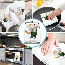 2/4 Piezas Juego, Paños de Cocina con Estampado de Gato Arquero, Toallas Modernas de Microfibra Super Absorbentes para Cocinar, Hornear, Lavar Platos, Limpiar, Toallas de Mano, Paños de Té, Suaves y Altamente Absorbentes, Decoración de Cocina, Regalos para Vecinos, Madres, Cumpleaños, Inauguración de Casa para Amigos, Artículos Esenciales de Cocina, Necesidades Diarias - Multicolor - Ver 8