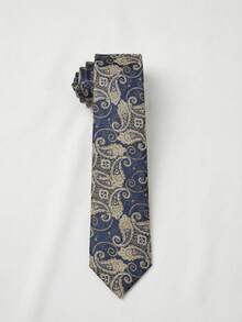 1 pieza Corbata formal de negocios para hombres, corbata casual con patrón de anacardo dorado para boda, fiesta - Multicolor - Ver 2