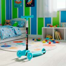 Scooter Plegable, Patin Diablo Scooter Montable 3 Ruedas Luces Led Patineta, Patin De Empuje 3 Ruedas Led Intermitente Inclinación Lean Niños Niñas de 3-12 Años. - Azul - Ver 1