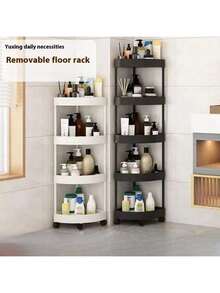 3/4/5层塑料三角滚动置物架兼立式淋浴置物架，是理想的节日礼物，可整齐收纳并节省浴室空间，用于存放洗发水、洗面奶、沐浴露、面膜、乳液、毛巾、洗漱用品、化妆品和日常浴室用品。 - 彩色 - 查看 9