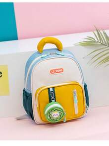 Conjunto Mochila Infantil Leão Menina Menino azul amarelo - azul claro e amarelo - Visão 5