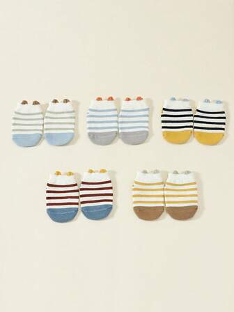 5 Pairs Baby Anti-Slip Dotted Short Socks, Multi-Color, Spring/Autumn