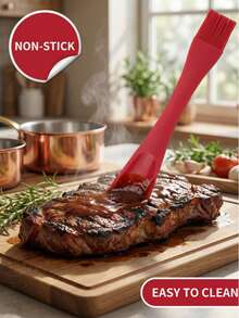 1pc Silicone Double-Headed Scraper Brush, With Soft Silicone Bristles That Can Withstand High Temperatures, Is Suitable For Brushing Oil And Spreading Sauce. Made Of Silicone, It Is Ideal For Baking, Frying, Cake Making, And Preparing Ingredients For Frying And Baking. It Is A Multi-Purpose Kitchen Tool.