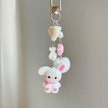 一套可爱兔子钥匙扣，心形CCD相机挂绳，毛球钥匙圈，防丢吊坠 - 彩色 - 查看 6