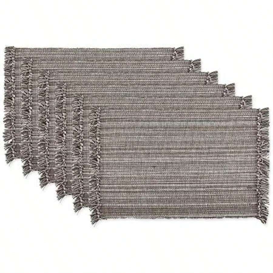 DII - s Basic Everyday de gran tamaño, 100% algodón, 20 x 20, juego de 6, berenjena abigarrada(Mantel individual Gris) - Multicolor - Ver 1