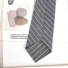 Punk - Corbatas negras preatadas a rayas para mujeres y nias, para camisa o blusa normal, uniforme preatado, corbata negra para el cuello para mujer, uniforme Jk - Rayas azul marino - Ver 4