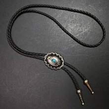 - Corbata de bolo de piedra grabada para camisa, vaqueros, collar occidental, trenzado, corbata de bolo - G - Ver 7