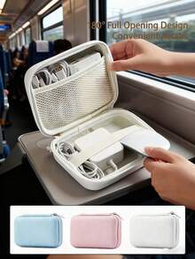 Caja de almacenamiento de carcasa rígida de EVA de alta resistencia con ventana transparente - Impermeable y a prueba de polvo, adecuada para portátiles, baterías externas, cámaras, cargadores, cables y otros dispositivos electrónicos - Asa antideslizante, organizador de viaje esencial para nómadas digitales, superficie texturizada, cierre , con asa de transporte Estuche para cámara Bolsa para cámara Estuche para cargador Cubos de embalaje para mujeres para hombres Bolsa para cargador - Multicolor - Ver 1