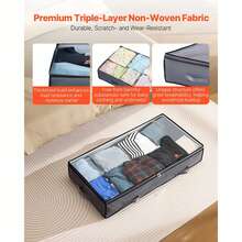 Under Bed Storage With Clear Lids, 39.2 X 19.7 X 7.1 Inch, 90L Large Underbed Clothes Storage Containers, Low Profile Under Bed Drawer Shoe Organizer Bins Box For Blanket Shoe Bedroom, 4 Pack - 39.2 x 19.7 x 7.1 Inch - 查看 2