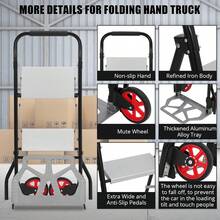 Belect 2 In 1 Hand Truck 2/3-Step Ladder - 220 LBS Load Capacity Aluminum Dolly Cart With Foldable Wheels Portable Step Stool With Wide Non-Slip Pedal Multi-Use Ladder Cart For Household Kitchen - 2-tIER - View 3