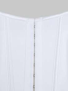 Áo corset hở lưng buộc dây kiểu cổ điển Apperloth với gọng thép, khoen kim loại, áo định hình hở lưng, áo quây ngắn, trang phục Halloween, thu đông dành cho nữ. - trắng - Xem 4