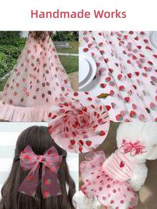 1 pezzo Runner da tavolo rosa con motivo a fragole da 75*180cm, runner in tulle, adatto per compleanni, ricevimenti di matrimonio, decorazioni per matrimoni, decorazioni per compleanni, runner da tavolo per feste di matrimonio, decorazione per la casa, runner da tavolo a tema frutti estivi fragole, runner da tavolo per feste di vacanza - fragola - Visualizzare 7