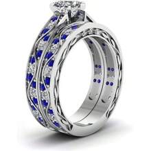 His Hers Wedding Ring Sets Couples Matching Rings Women's 10k White Gold Filled Heart CZ Wedding Engagement Ring Bridal Sets and Men's Tungsten Carbide Wedding Band - Blanco - Ver 1