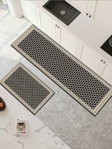 【热销！！！】1 件装软橡胶厨房地垫，3.5 毫米厚厨房地毯，现代几何拼接风格吸水厨房地垫，大尺寸地毯，可自行裁剪以适应厨房尺寸，表面织物材质，中间海绵层，底部橡胶层，适用于厨房地毯、厨房装饰、婚礼装饰、家居装饰、浴室地垫、玄关地垫、洗衣房地垫、走廊地毯、客厅地垫等。 - 彩色 - 查看 5