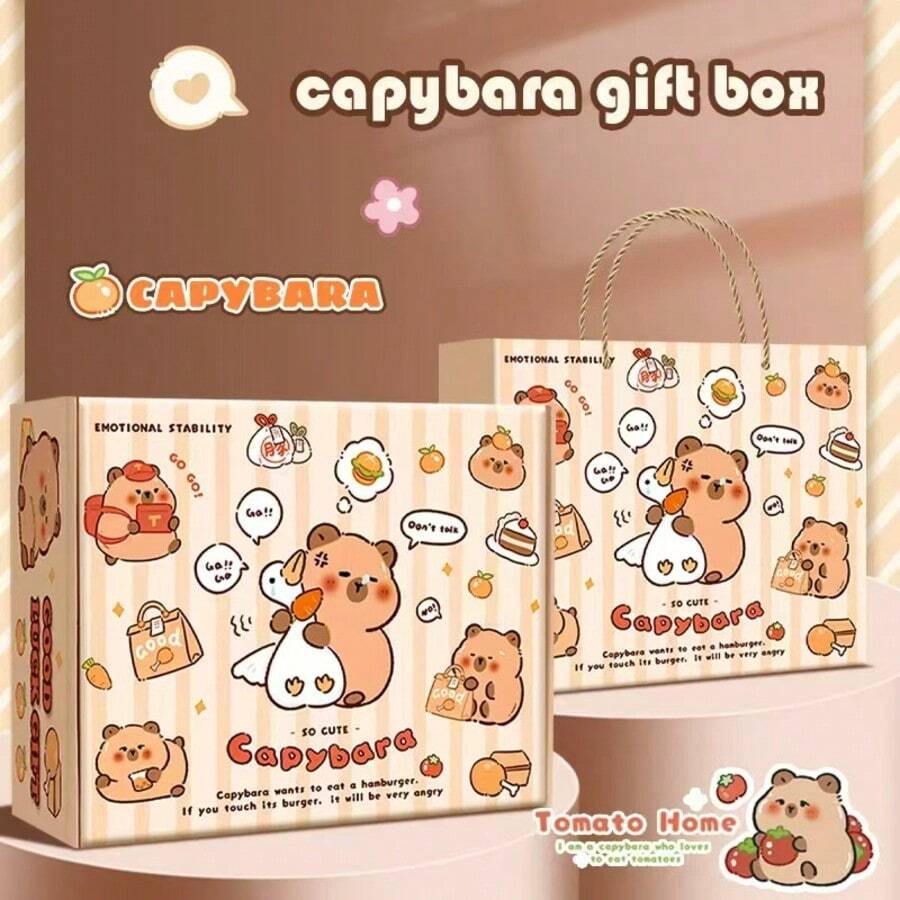 Novo Conjunto de Papelaria com Tema de Capivara, Inclui Ferramentas de Escrita de Alta Qualidade como Caderno, Marcador de Página e Acessórios, Feito de Material de Papel, Adequado para Estudo, Formatura, Diário, Aniversário, Presentes de Festa - Multicolorido - Visão 1
