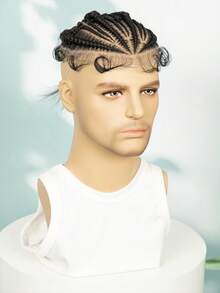 Men's High Street Braided Wig - Hip Hop Dreadlocks Hairstyle Hairpiece For Fashion Streetwear - 黑色 - 查看 7